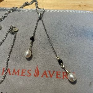 James Avery retired Cascading Pearls & Onyx Necklace 28in